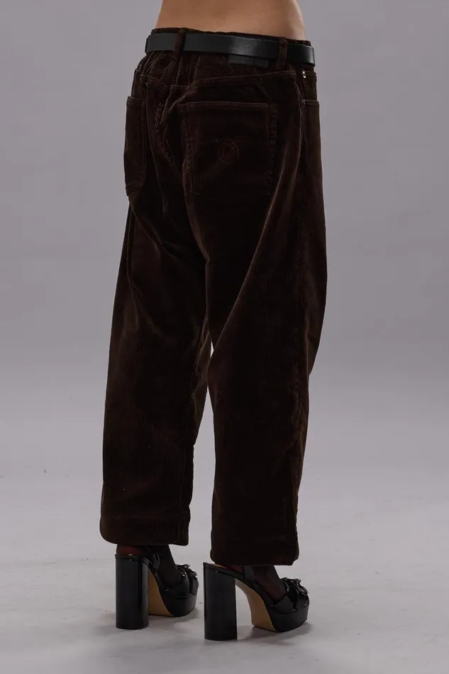 R13 Boyfriend Women XBOYFRIEND JEAN 8211 DARK CHOCOLATE CORDUROY
