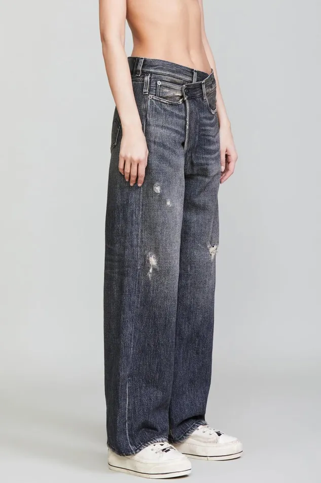 R13 Crossover Women WIDE LEG CROSSOVER 8211 KOZE CHARCOAL BLACK