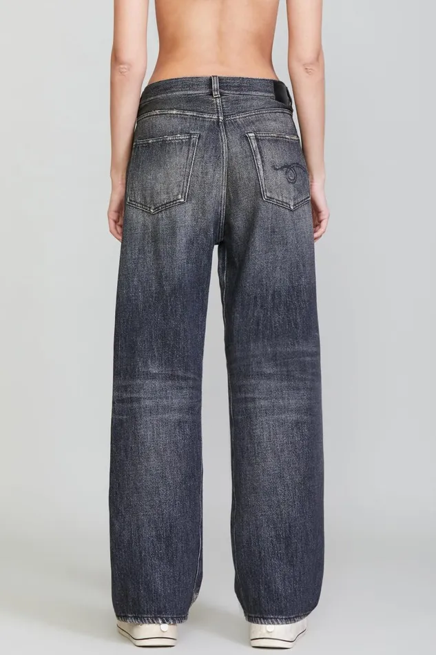 R13 Crossover Women WIDE LEG CROSSOVER 8211 KOZE CHARCOAL BLACK
