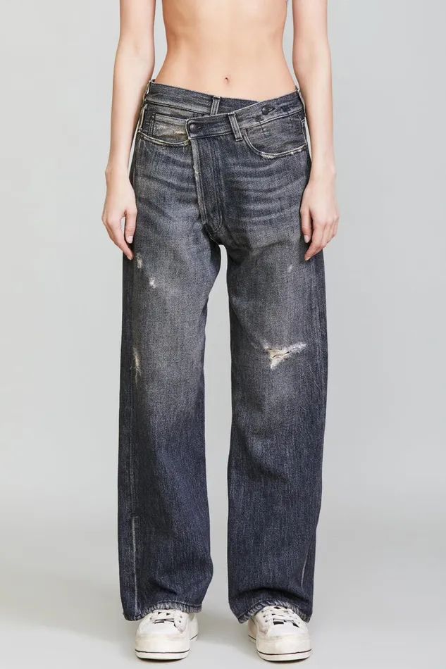 R13 Crossover Women WIDE LEG CROSSOVER 8211 KOZE CHARCOAL BLACK