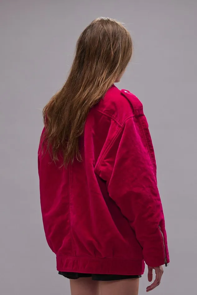 R13 Jackets and Coats Women ELONGATED MOTORCYCLE JACKET 8211 RASPBERRY