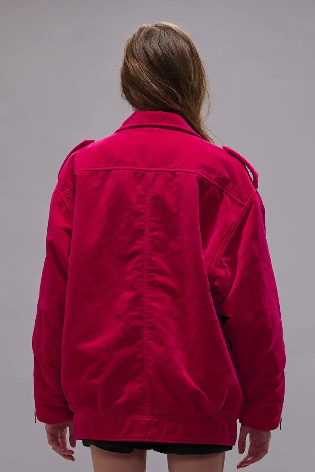 R13 Jackets and Coats Women ELONGATED MOTORCYCLE JACKET 8211 RASPBERRY