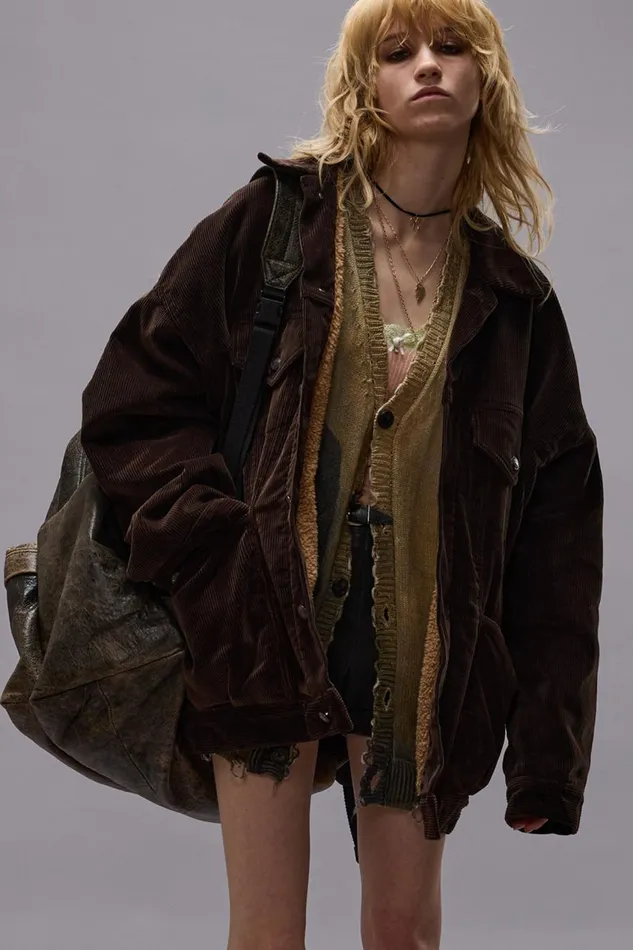 R13 Jackets and Coats Women LACEY TRUCKER JACKET 8211 DARK CHOCOLATE CORDUROY
