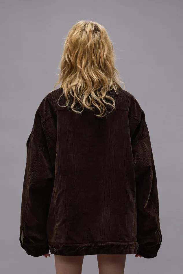 R13 Jackets and Coats Women LACEY TRUCKER JACKET 8211 DARK CHOCOLATE CORDUROY