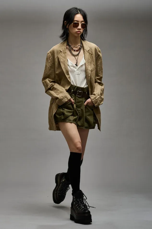 R13 Jackets and Coats Women OVERSIZED RAGGED BLAZER 8211 KHAKI