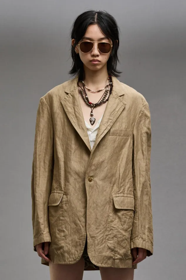 R13 Jackets and Coats Women OVERSIZED RAGGED BLAZER 8211 KHAKI