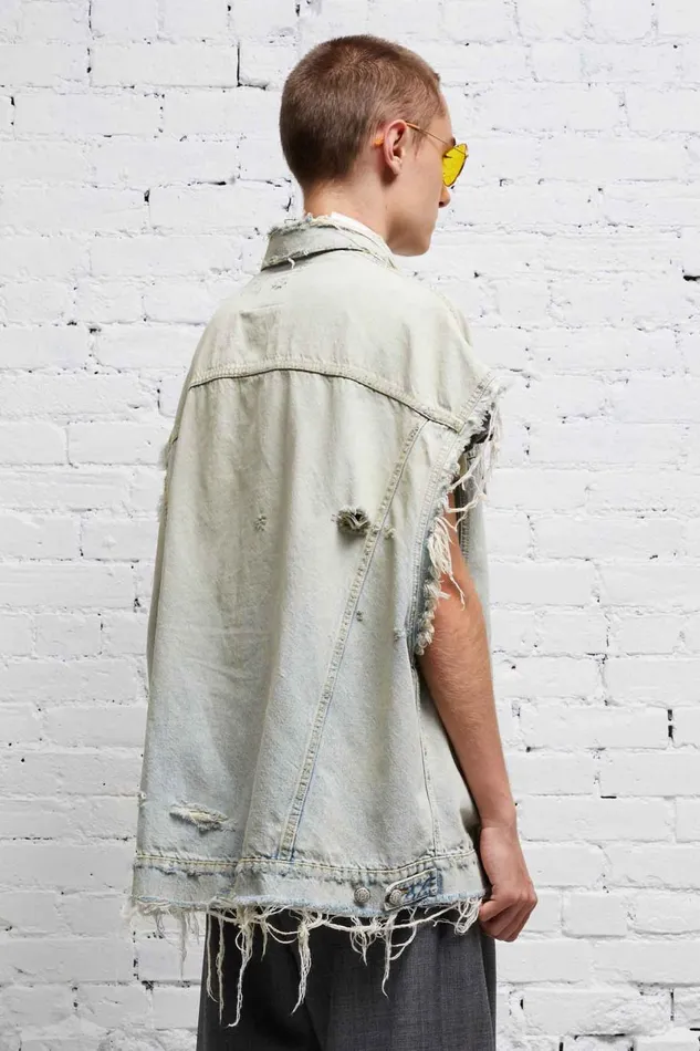 R13 Jackets and Coats Women OVERSIZED TRUCKER VEST 8211 DENNIS BLUE