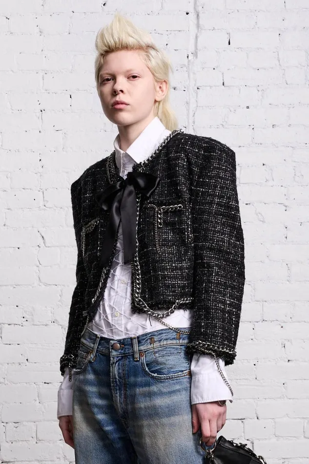 R13 Jackets and Coats Women SQUARE SHOULDER JACKET 8211 BLACK TWEED