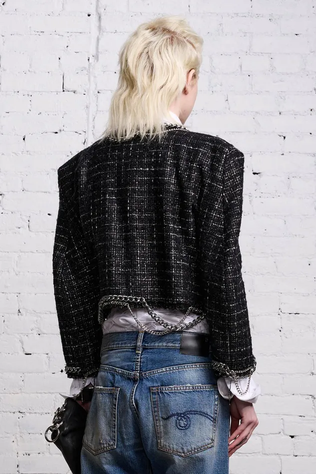 R13 Jackets and Coats Women SQUARE SHOULDER JACKET 8211 BLACK TWEED