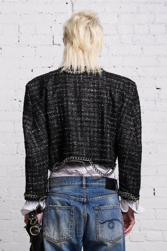R13 Jackets and Coats Women SQUARE SHOULDER JACKET 8211 BLACK TWEED