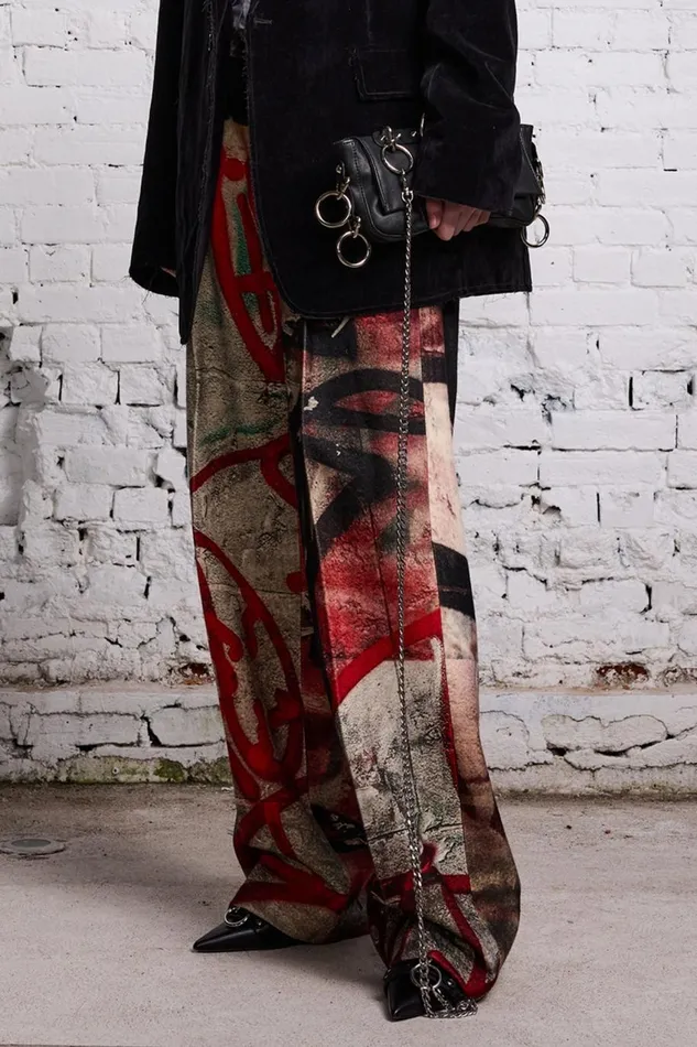 R13 Pants and Shorts Women DAMON WOOL TROUSER 8211 GRUNGE MURAL