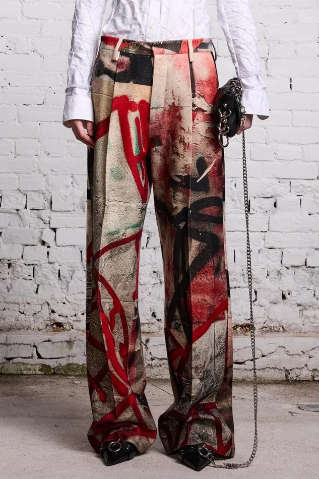 R13 Pants and Shorts Women DAMON WOOL TROUSER 8211 GRUNGE MURAL