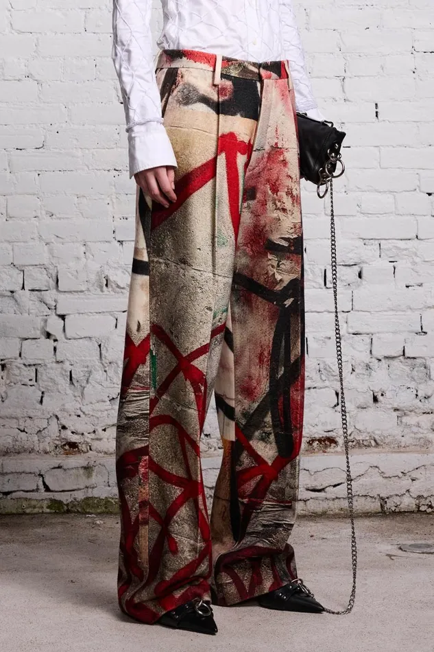 R13 Pants and Shorts Women DAMON WOOL TROUSER 8211 GRUNGE MURAL