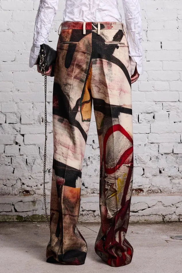 R13 Pants and Shorts Women DAMON WOOL TROUSER 8211 GRUNGE MURAL