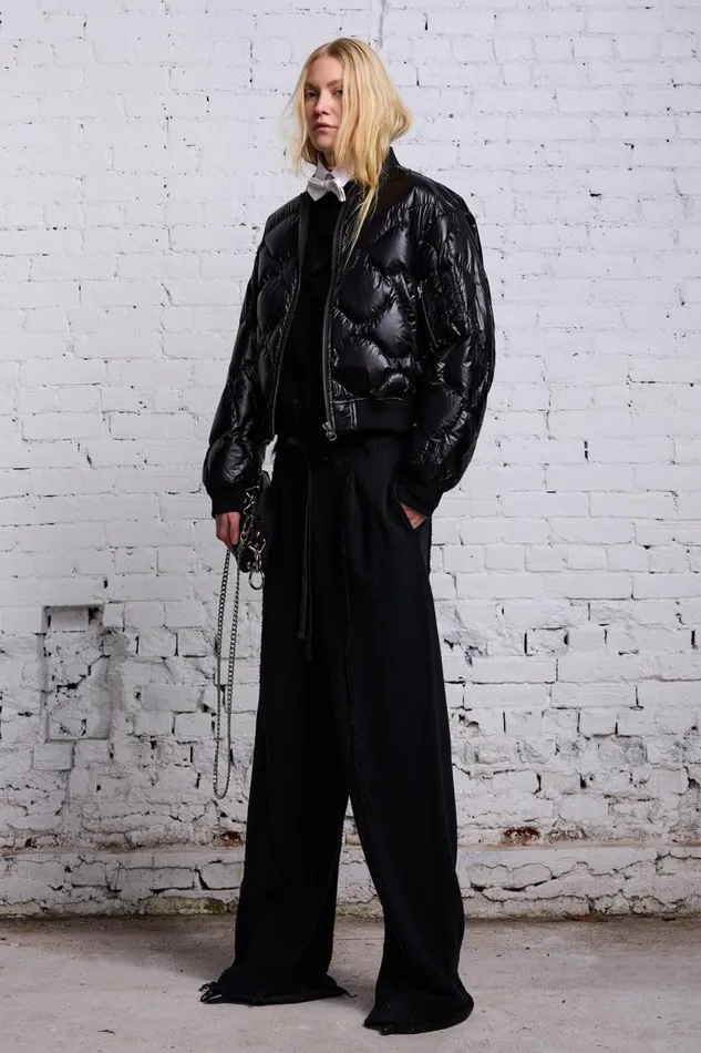R13 Pants and Shorts Women INVERTED WIDE LEG SWEATPANT 8211 BLACK