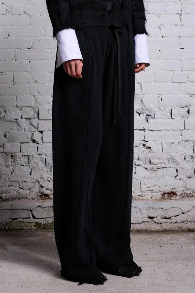 R13 Pants and Shorts Women INVERTED WIDE LEG SWEATPANT 8211 BLACK