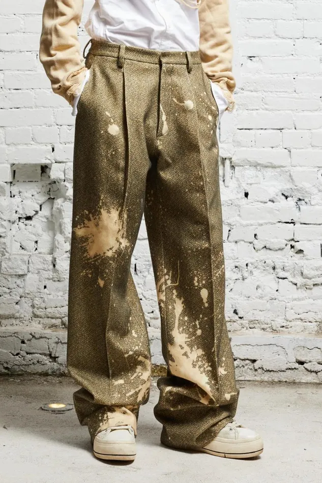 R13 Pants and Shorts Women WIDE LEG TROUSER 8211 TWEED PAINT SPLATTER