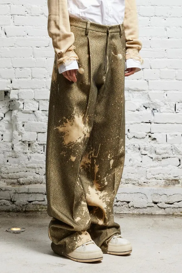 R13 Pants and Shorts Women WIDE LEG TROUSER 8211 TWEED PAINT SPLATTER