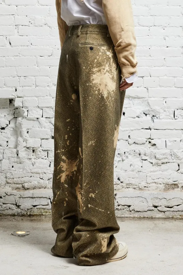 R13 Pants and Shorts Women WIDE LEG TROUSER 8211 TWEED PAINT SPLATTER