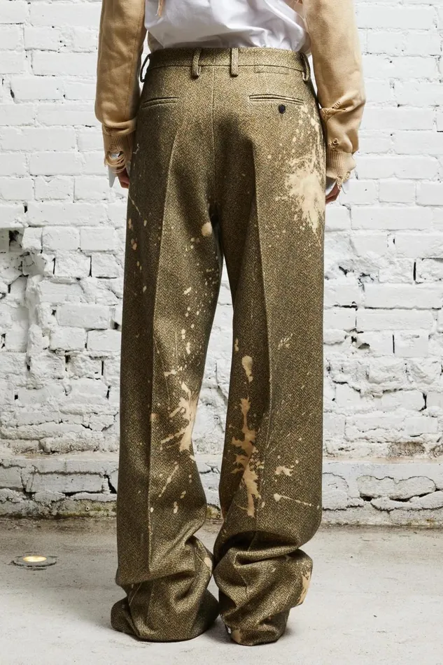 R13 Pants and Shorts Women WIDE LEG TROUSER 8211 TWEED PAINT SPLATTER