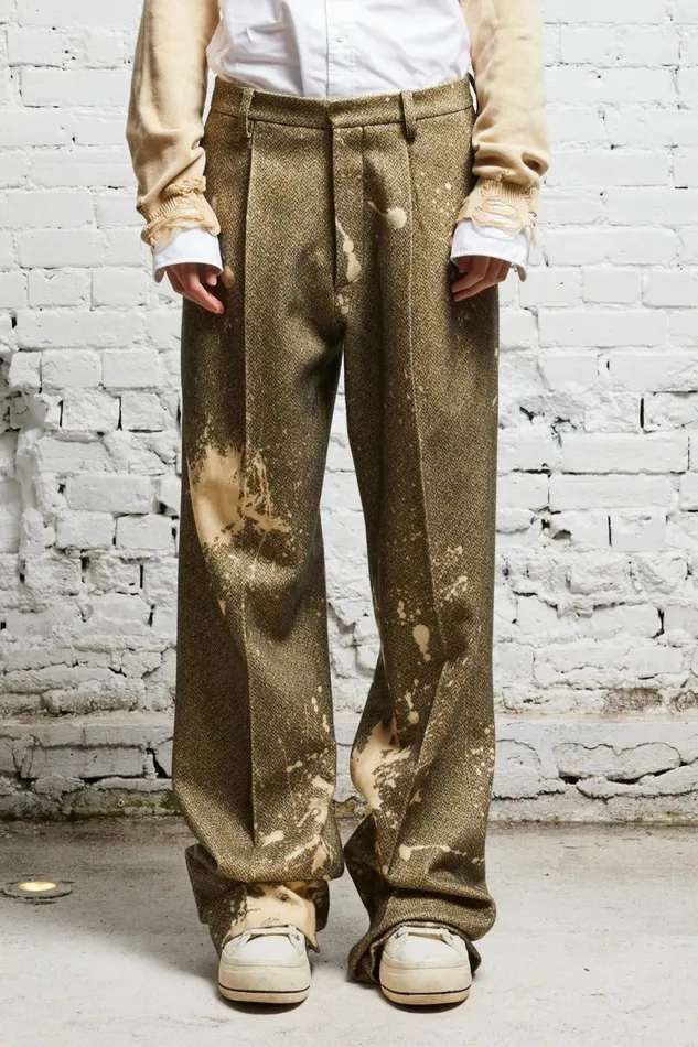 R13 Pants and Shorts Women WIDE LEG TROUSER 8211 TWEED PAINT SPLATTER