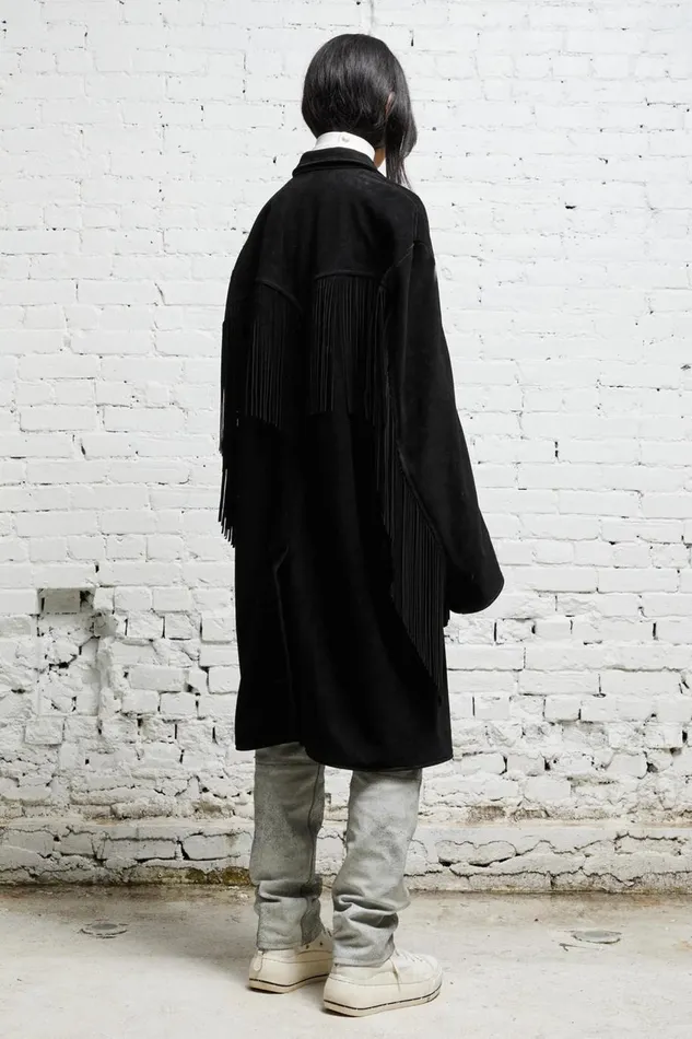R13 Sale Men FRINGE LEATHER JACKET 8211 BLACK SUEDE