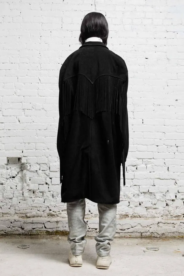 R13 Sale Men FRINGE LEATHER JACKET 8211 BLACK SUEDE