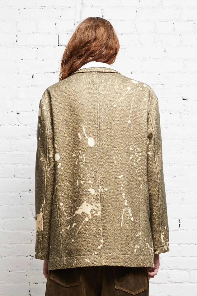 R13 Sale Men OVERSIZED RAGGED BLAZER 8211 TWEED PAINT SPLATTER