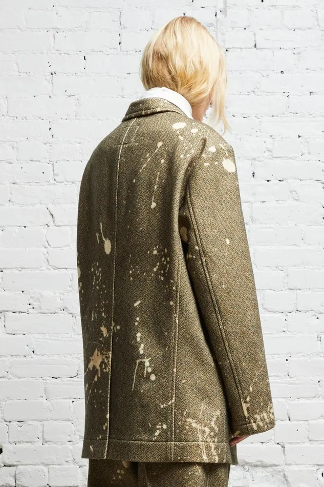 R13 Sale Men OVERSIZED RAGGED BLAZER 8211 TWEED PAINT SPLATTER