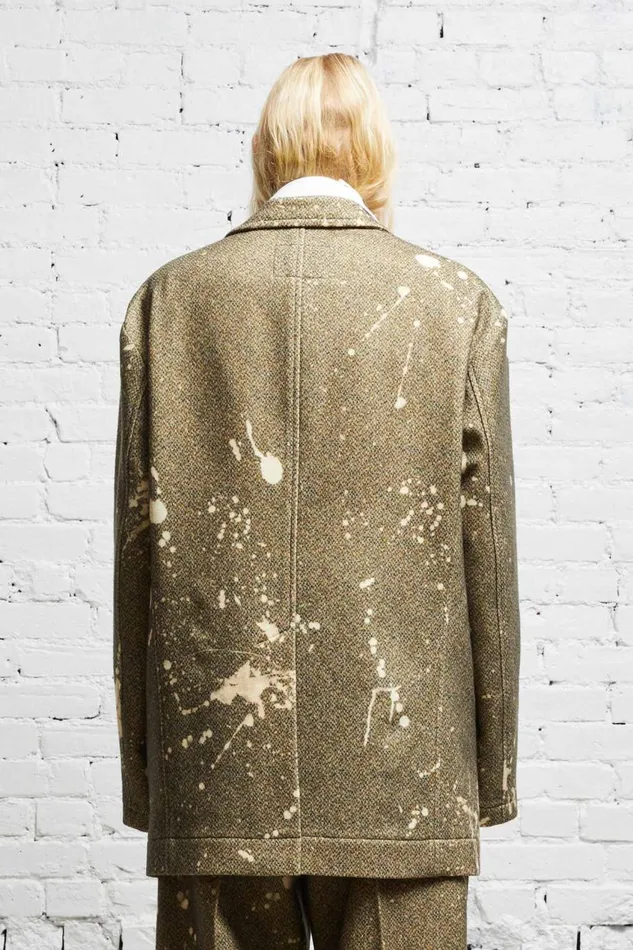 R13 Sale Men OVERSIZED RAGGED BLAZER 8211 TWEED PAINT SPLATTER