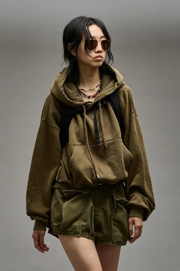 R13 Sale Women BALLOON POPOVER HOODIE 8211 DARK OLIVE