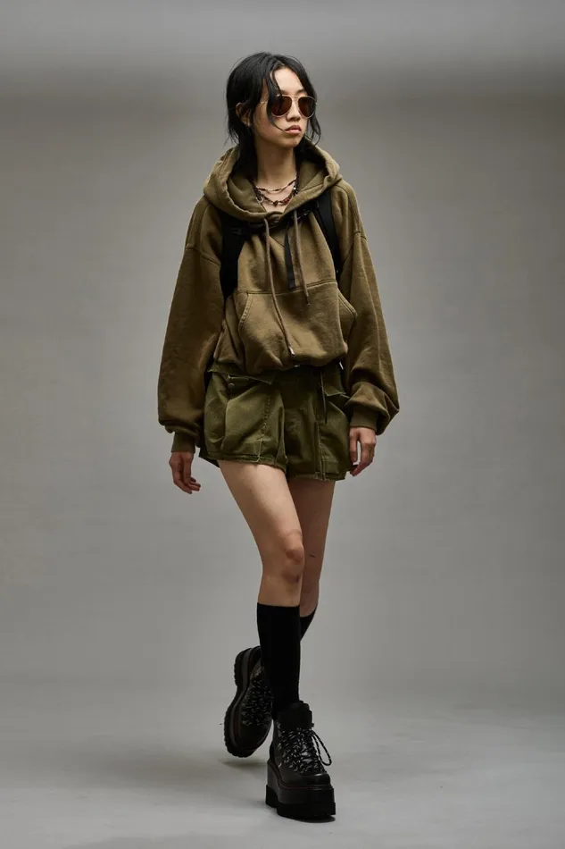 R13 Sale Women BALLOON POPOVER HOODIE 8211 DARK OLIVE