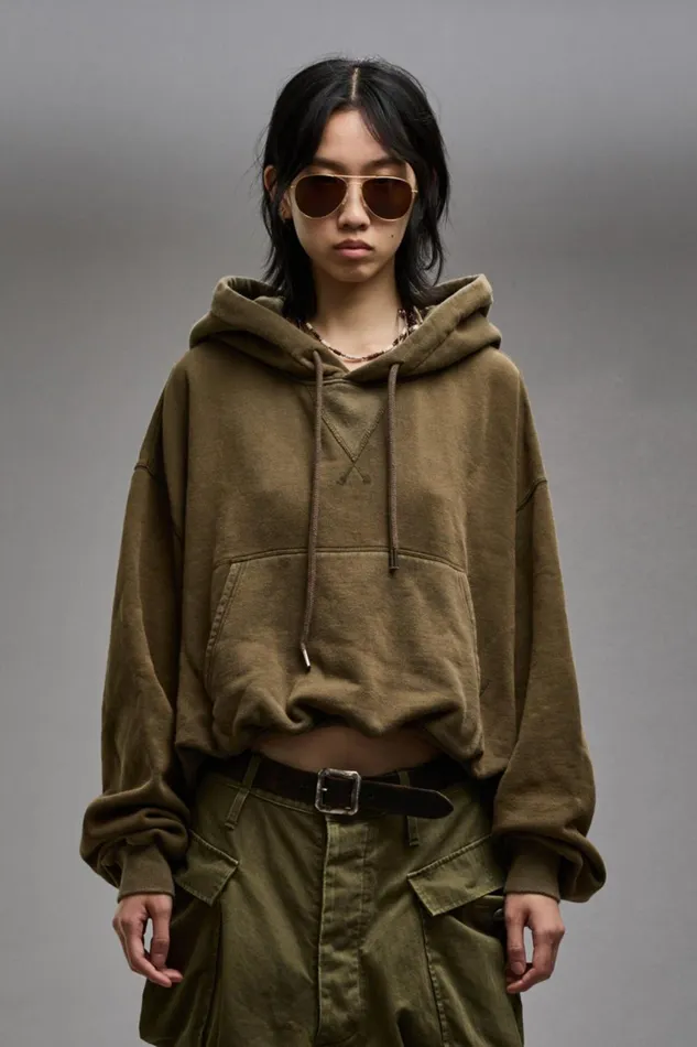 R13 Sale Women BALLOON POPOVER HOODIE 8211 DARK OLIVE
