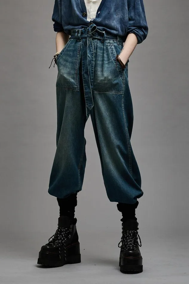 R13 Sale Women BELTED VENTI UTILITY PANT 8211 WINDSOR BLUE