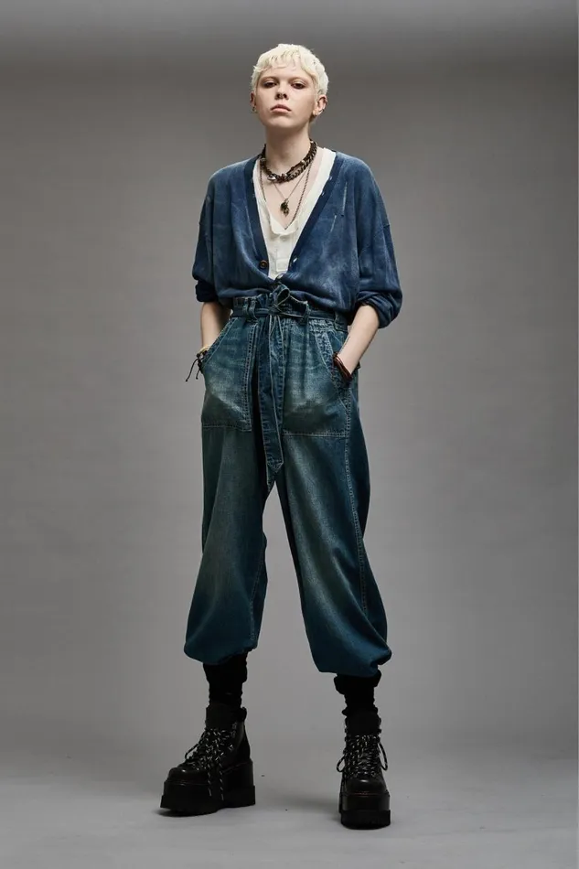 R13 Sale Women BELTED VENTI UTILITY PANT 8211 WINDSOR BLUE