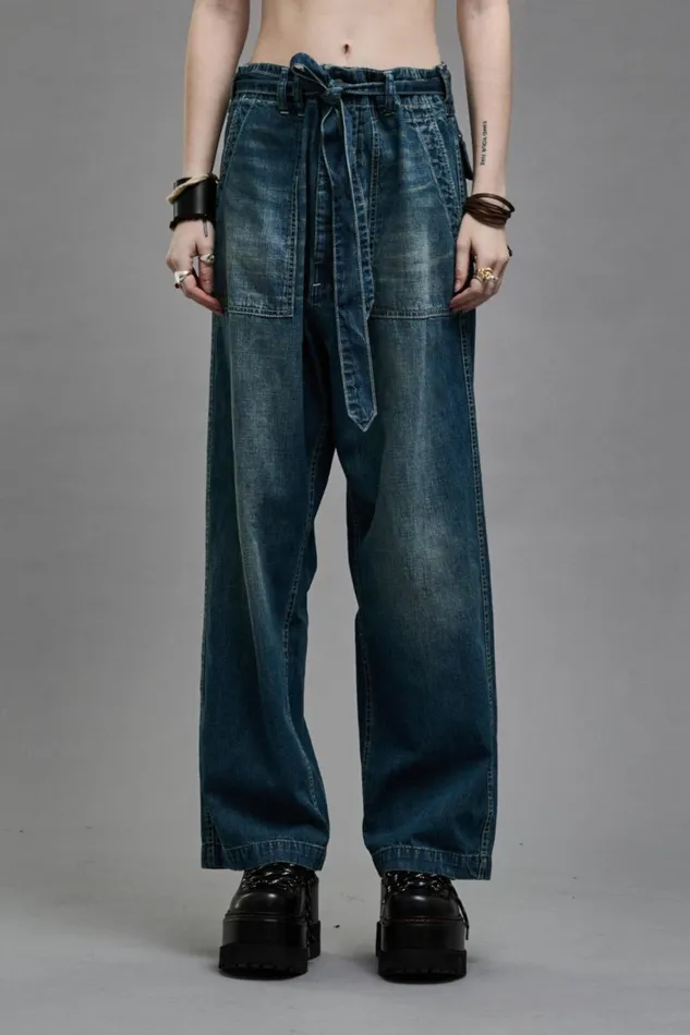 R13 Sale Women BELTED VENTI UTILITY PANT 8211 WINDSOR BLUE