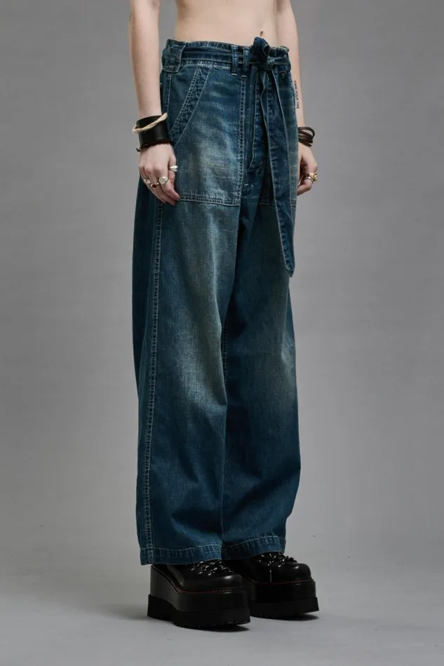 R13 Sale Women BELTED VENTI UTILITY PANT 8211 WINDSOR BLUE