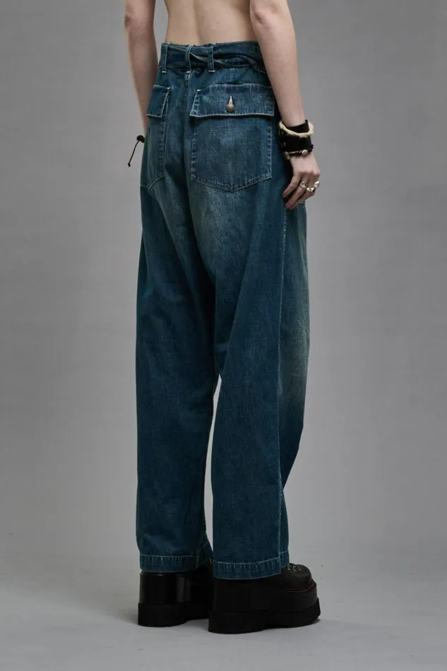 R13 Sale Women BELTED VENTI UTILITY PANT 8211 WINDSOR BLUE