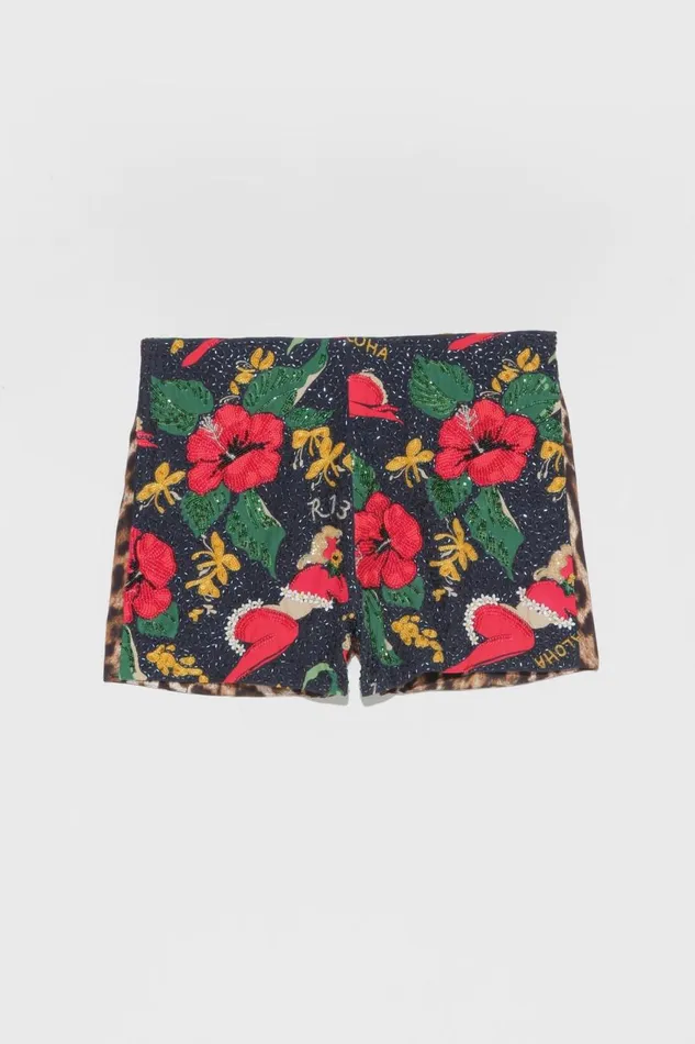 R13 Sale Women BOOTY SHORT 8211 RED LADY WITH LEOPARD