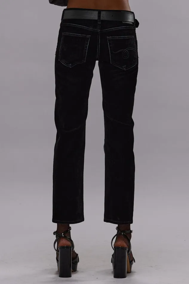R13 Sale Women BOY STRAIGHT 8211 FLOCKED BLACK
