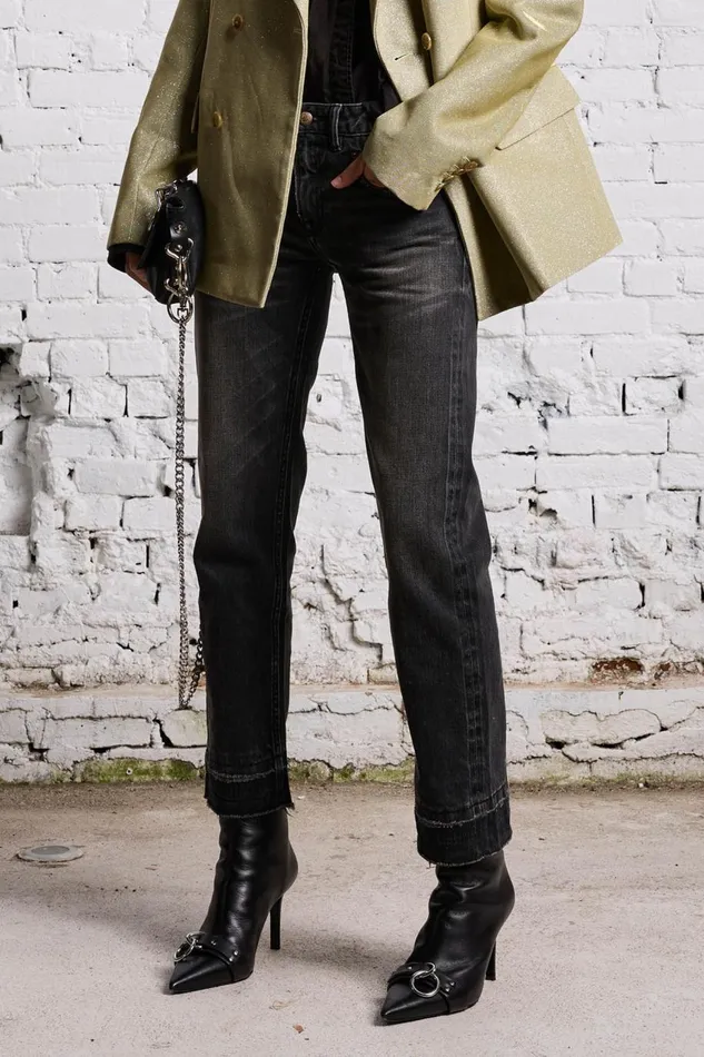 R13 Sale Women BOY STRAIGHT 8211 HART SELVEDGE BLACK