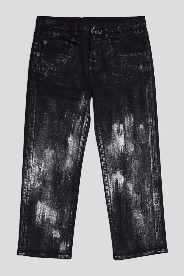 R13 Sale Women BOY STRAIGHT 8211 SILVERED BLACK STRECH