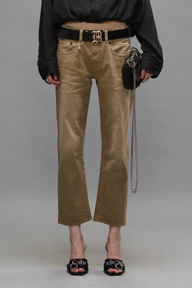 R13 Sale Women BOY STRAIGHT JEANS 8211 PEBBLE STRETCH