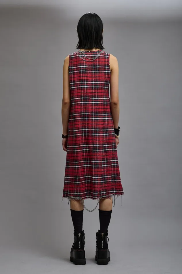 R13 Sale Women CHAIN EMBELLISHED MIDI 8211 RED PLAID