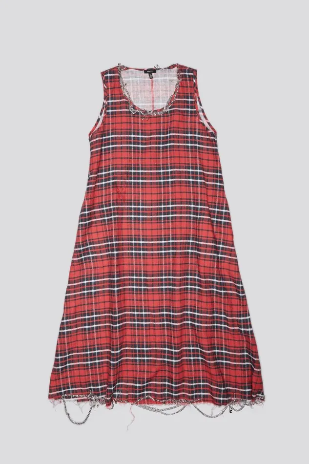 R13 Sale Women CHAIN EMBELLISHED MIDI 8211 RED PLAID