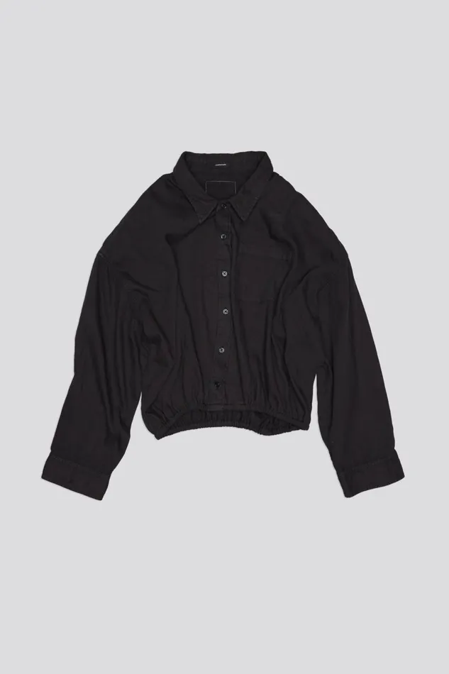 R13 Sale Women CROSSOVER BUBBLE SHIRT 8211 BLACK OVERDYE