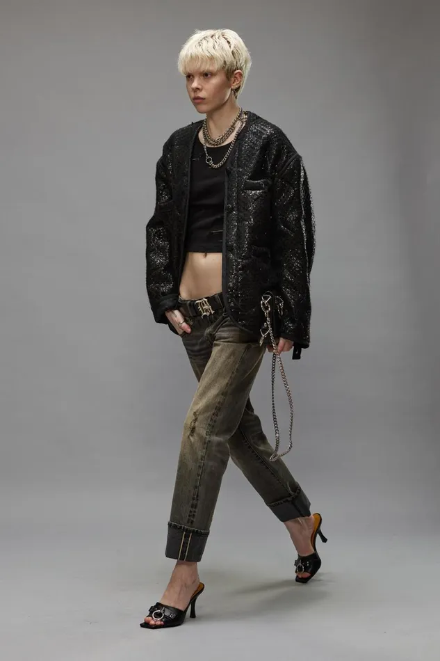 R13 Sale Women CUFFED BOY STRAIGHT JEAN 8211 HAYNE SELVEDGE BLACK