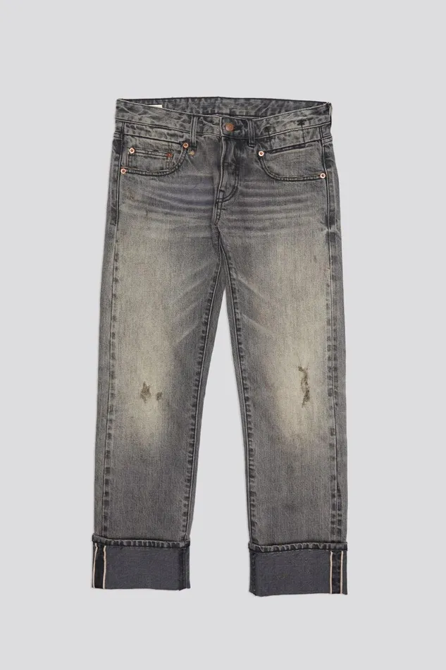 R13 Sale Women CUFFED BOY STRAIGHT JEAN 8211 HAYNE SELVEDGE BLACK