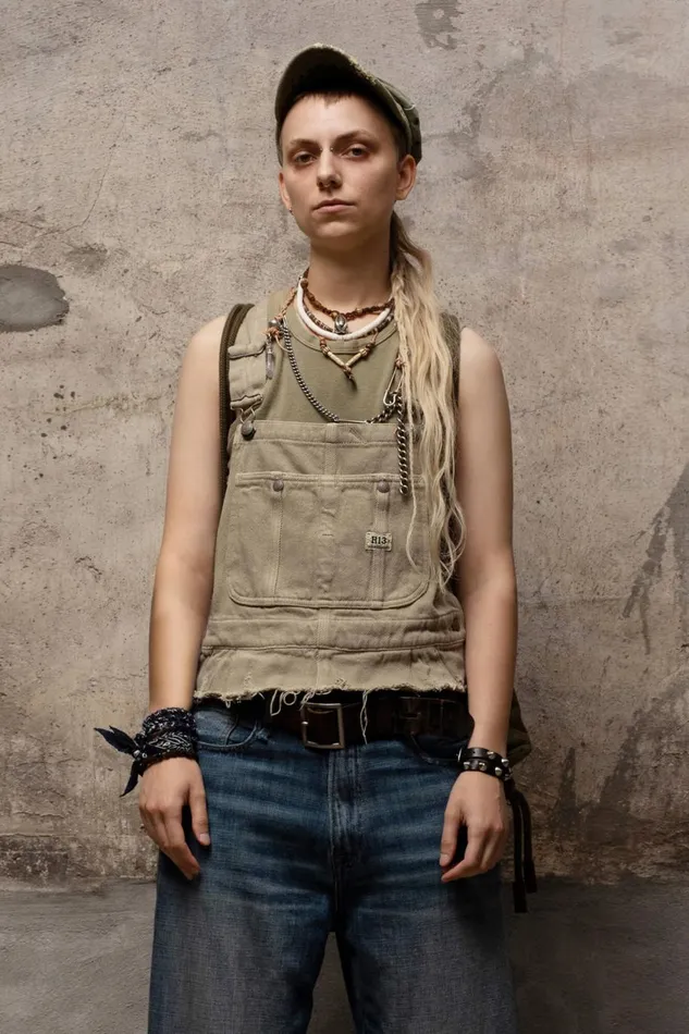 R13 Sale Women DAMON OVERALL BIB 8211 KHAKI