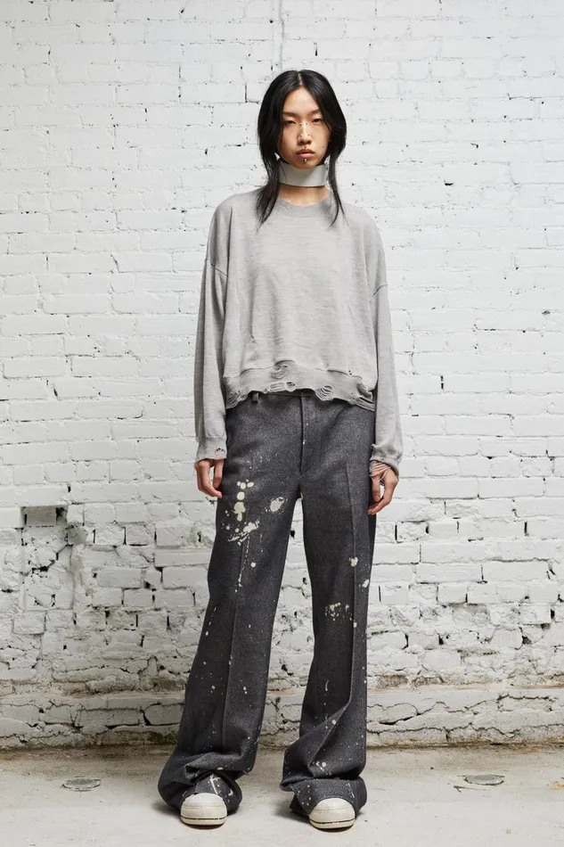 R13 Sale Women DISTRESSED CROPPED OVERSIZED PULLOVER